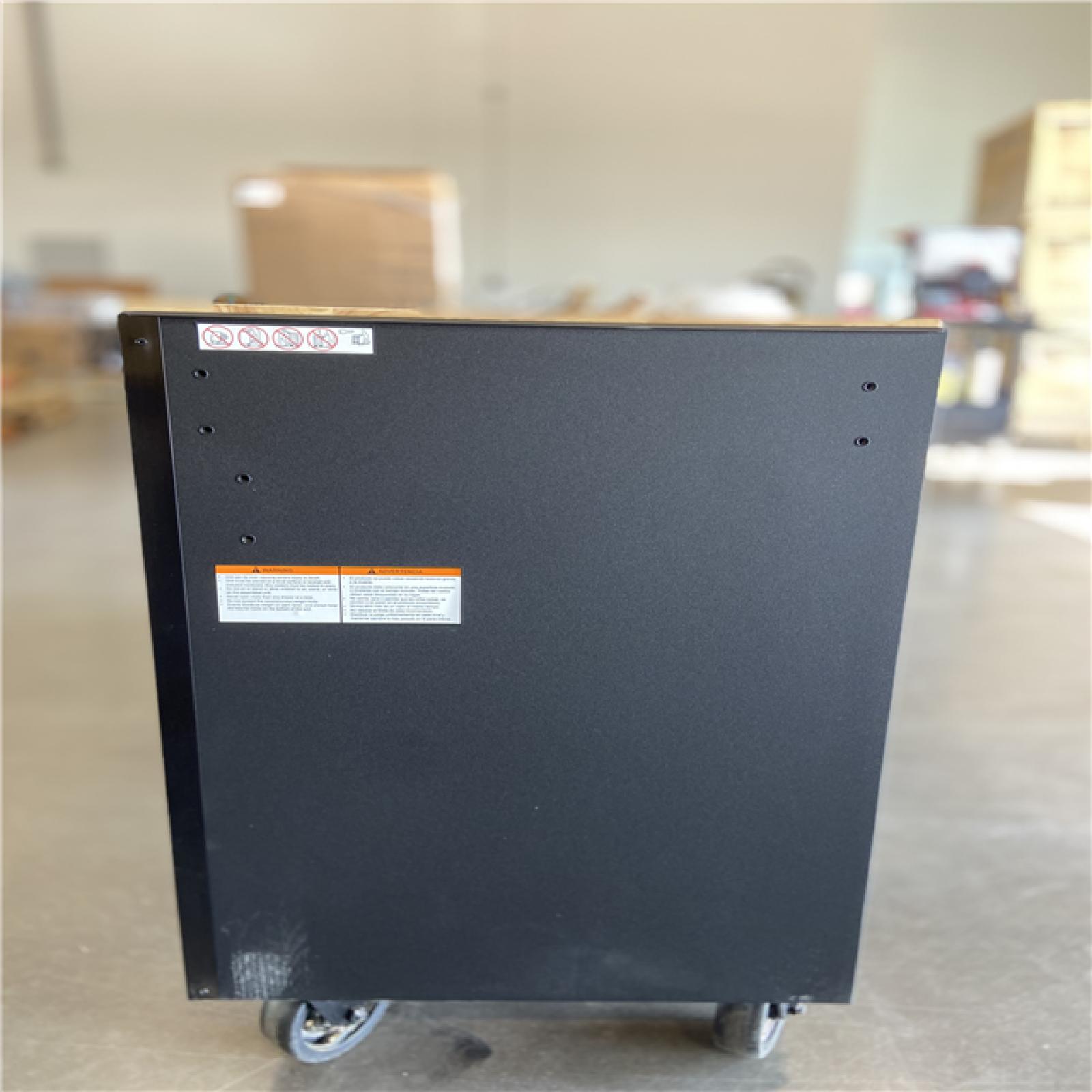 DALLAS LOCATION - Husky Heavy-Duty 72 in. W x 24 in. D 15-Drawer Matte Black Mobile Workbench Cabinet with Solid Wood Top