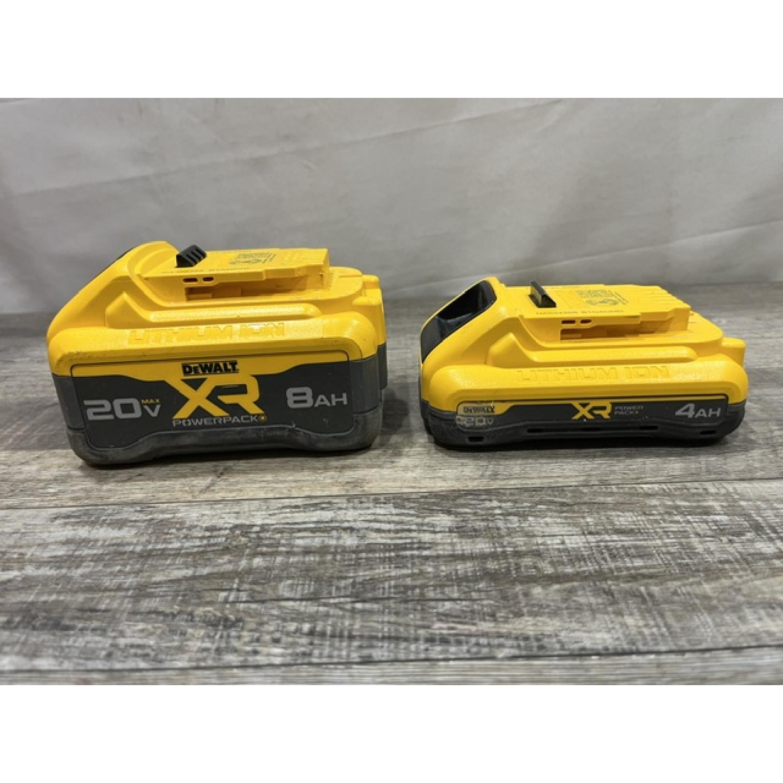AS-IS DEWALT 20V XR Lithium-Ion Starter Pack with 8.0 Ah and 4.0 Ah Battery Packs and Charger