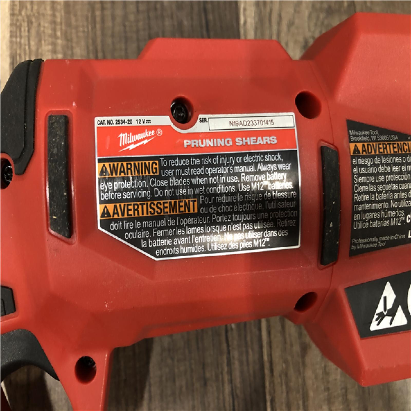 AS-IS Milwaukee M12 12V Cordless Brushless Pruner Shears (Tool Only)