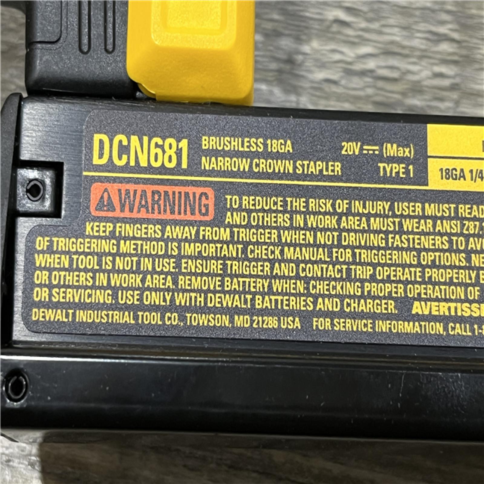 AS-IS DEWALT 20V MAX XR Lithium-Ion Cordless 18-Gauge Narrow Crown Stapler Kit