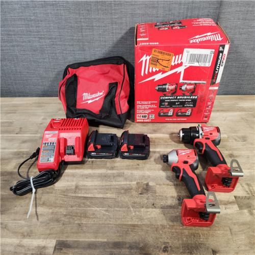 HOUSTON - LOCATION - AS-IS M18 18V Lithium-Ion Brushless Cordless Compact Drill/Impact Combo Kit (2-Tool) W/(2) 2.0 Ah Batteries, Charger & Bag