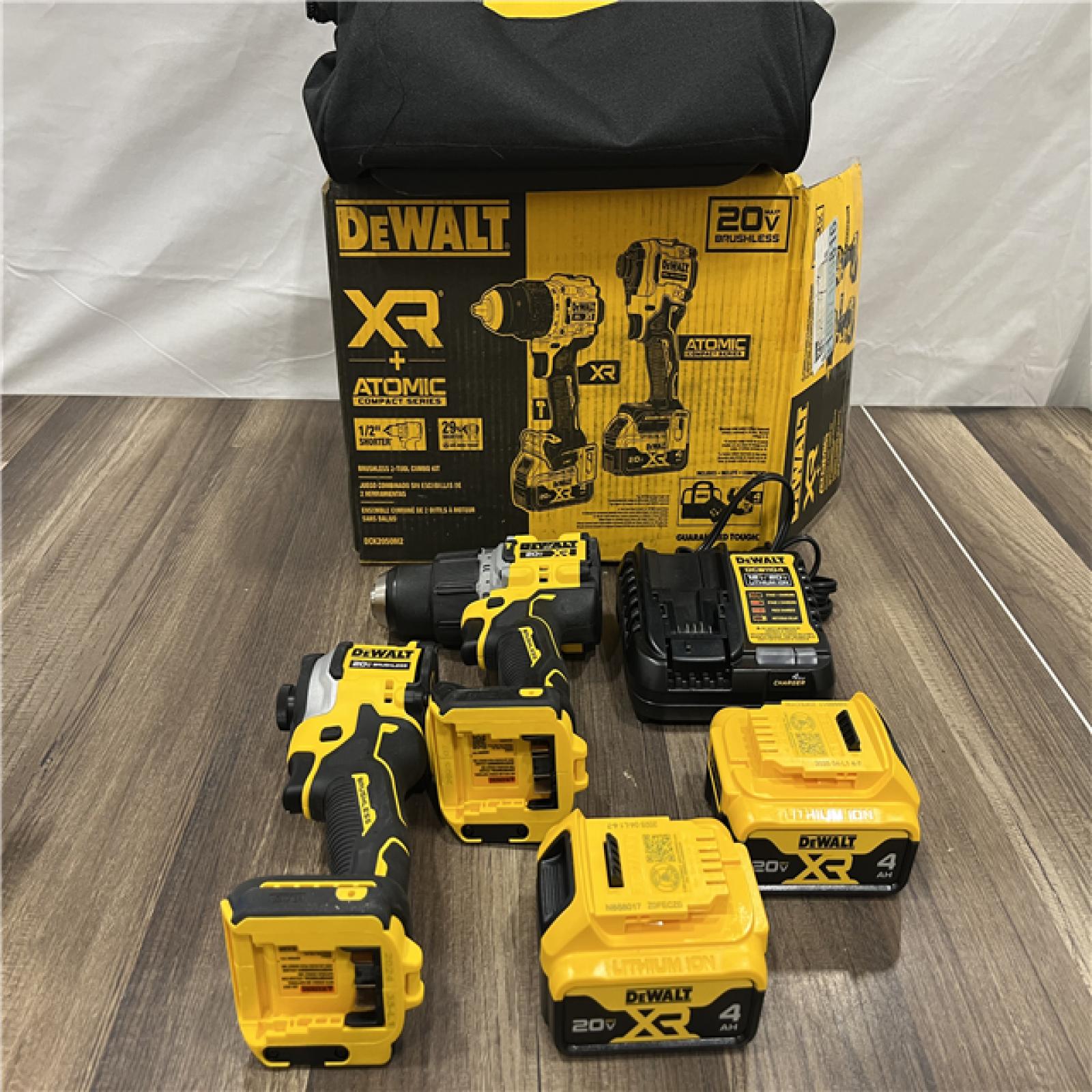 GOOD DEWALT 20V MAX XR Hammer Drill and ATOMIC Impact Driver 2 Tool Cordless Combo Kit with (2) 4.0Ah Batteries, Charger, and Bag