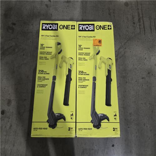 NEW!- RYOBI ONE+ 18V Cordless String Trimmer/Edger and Blower/Sweeper Combo Kit (LOT OF 2)