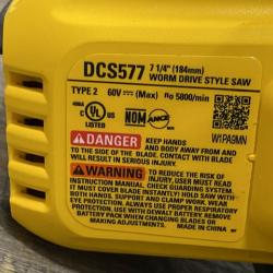 AS-IS DEWALT FLEXVOLT 60V MAX Cordless Brushless 7-1/4 in. Wormdrive Style Circular Saw (Tool Only)