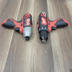 Milwaukee 2494-22 M12 Cordless Combination 3/8  Drill / Driver and 1/4  Hex Impact Driver Dual Power Tool Kit (2 Lithium Ion Batteries  Charger