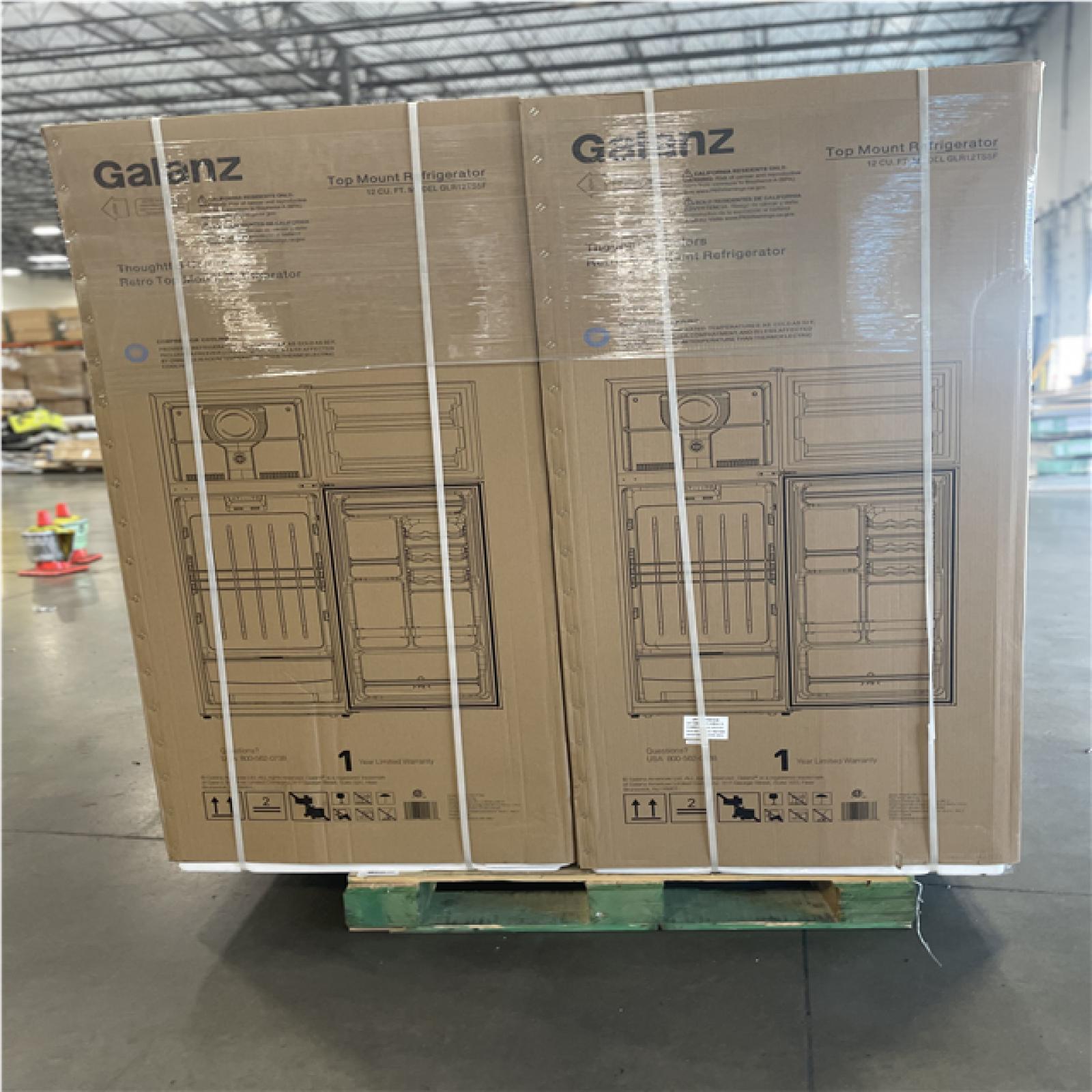 DALLAS LOCATION-Galanz 12 cu. ft. Top Freezer Refrigerator with Dual Door Frost Free in Stainless Steel PALLET-(4 UNITS)