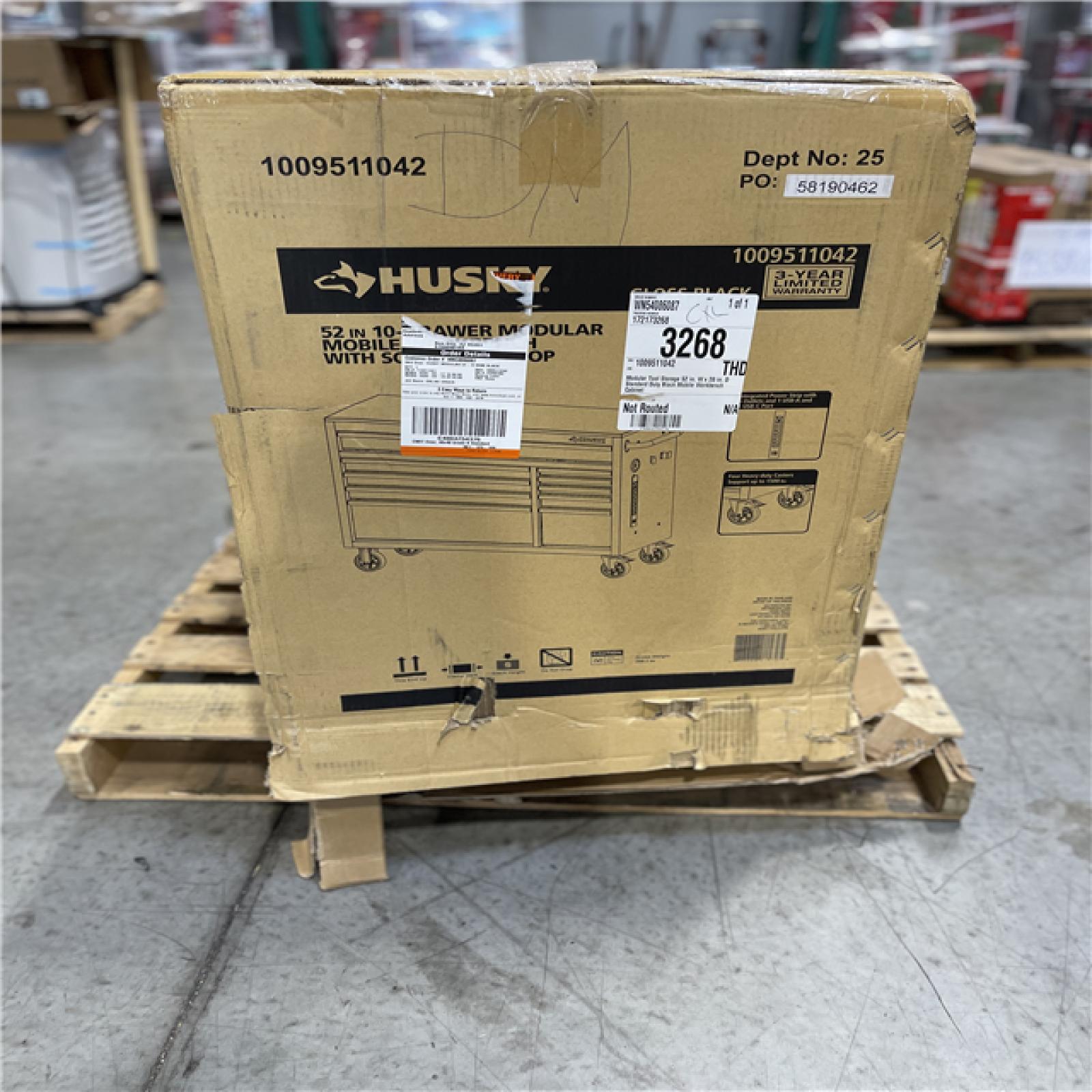 DALLAS LOCATION - Husky Modular Tool Storage 52 in. W x 20 in. D Standard Duty Black Mobile Workbench Cabinet
