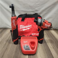 AS-IS- - M12 12V Lithium-Ion Cordless Screwdriver  3/8 in. High Speed Ratchet  Light Combo Kit (2-Tool) W/ 2 Batteries & Charger