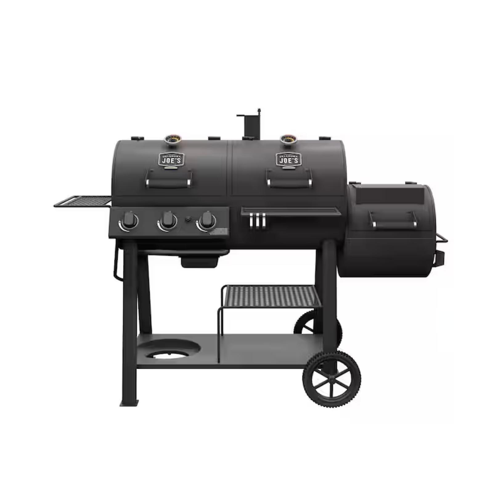 DALLAS LOCATION- NEW! OKLAHOMA JOE'S Canyon Combo Dual Fuel 3-Burner Propane Gas and Charcoal Smoker and Grill