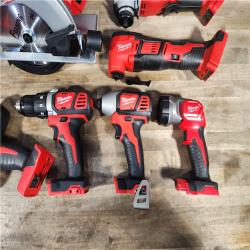 HOUSTON LOCATION - AS-IS MILWAUKEE 7 TOOL COMBO KIT W/ (2) BATTERY & CHARGER