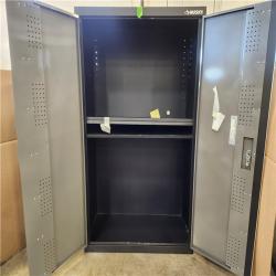Phoenix AS-IS Husky Regular Duty 46 in. W x 72 in. H x 24 in. D 4-Shelf 22-Gauge Steel Freestanding Garage Storage Cabinet in Black and Gray