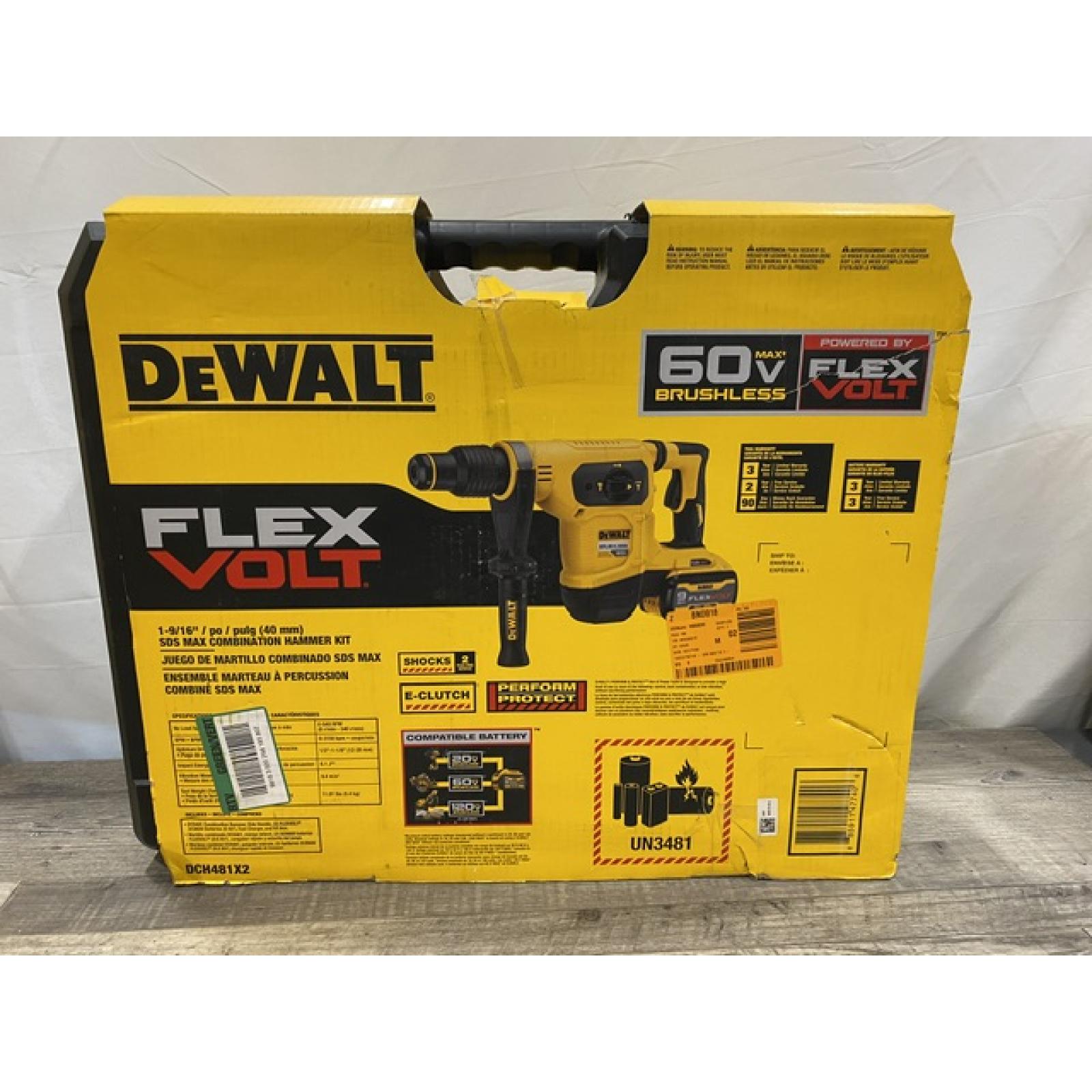 NEW - DEWALT FLEXVOLT 60V MAX Cordless Brushless 1-9/16 in. SDS MAX Combination Rotary Hammer Kit