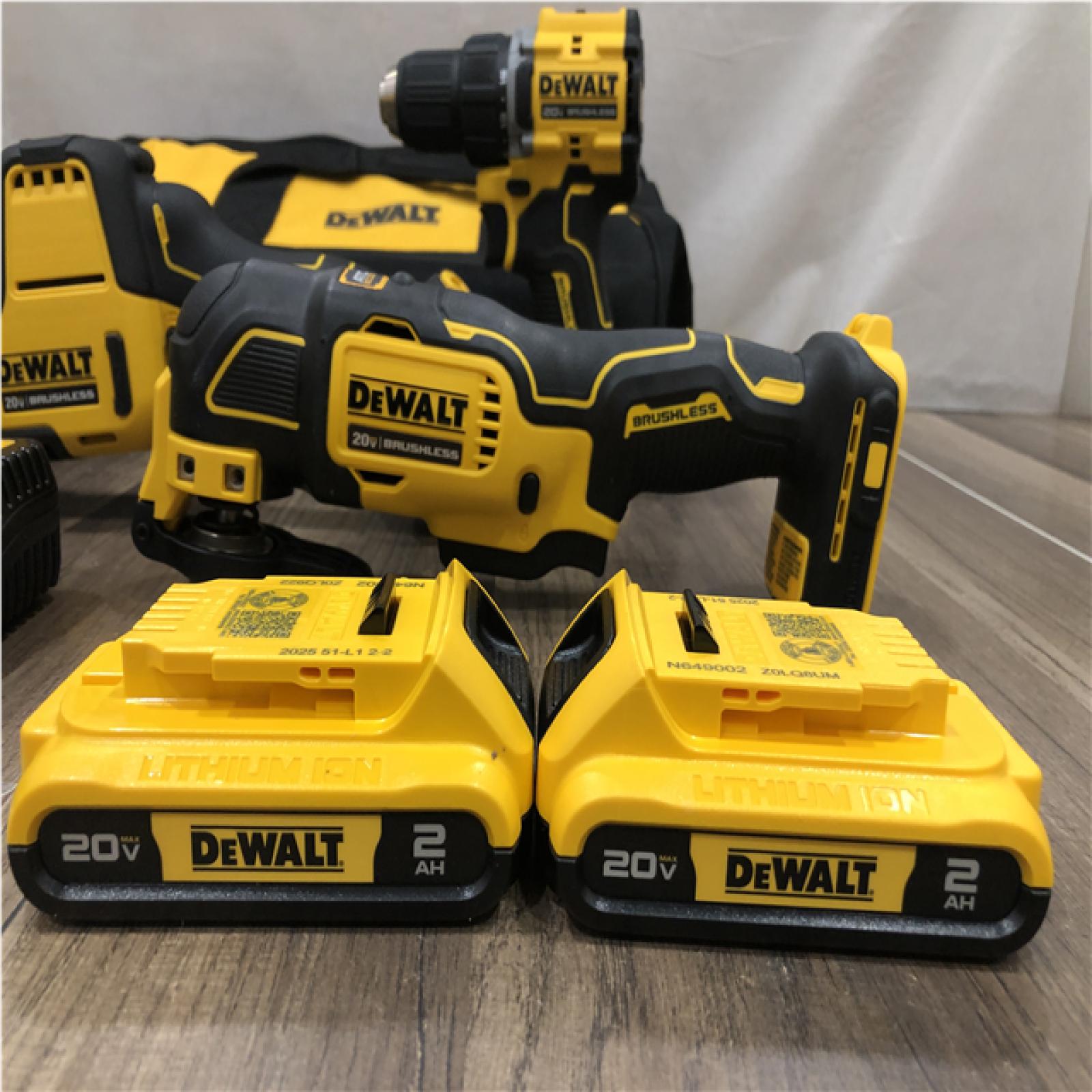 AS-IS DEWALT ATOMIC 20-Volt Lithium-Ion Cordless Brushless (4-Tool) Combo Kit