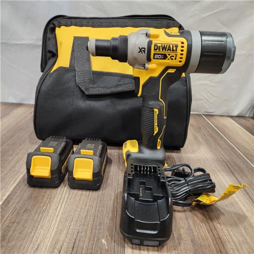AS-IS- 20-Volt Maximum XR Lithium-Ion Brushless Cordless 1/4 in. Rivet Tool Kit W/2 POWERSTACK 1.7 Ah Batteries Charger and Bag