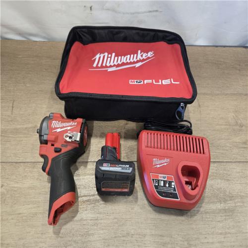 AS-IS Milwaukee FUEL 12V Li-Ion Cordless Stubby 3/8 in. Impact Wrench Kit