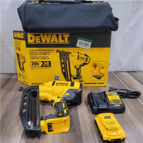 AS-IS  DeWalt DCN660D1 20V 16 Gauge Cordless Angled Finish Nailer Kit W/ 2Ah Battery