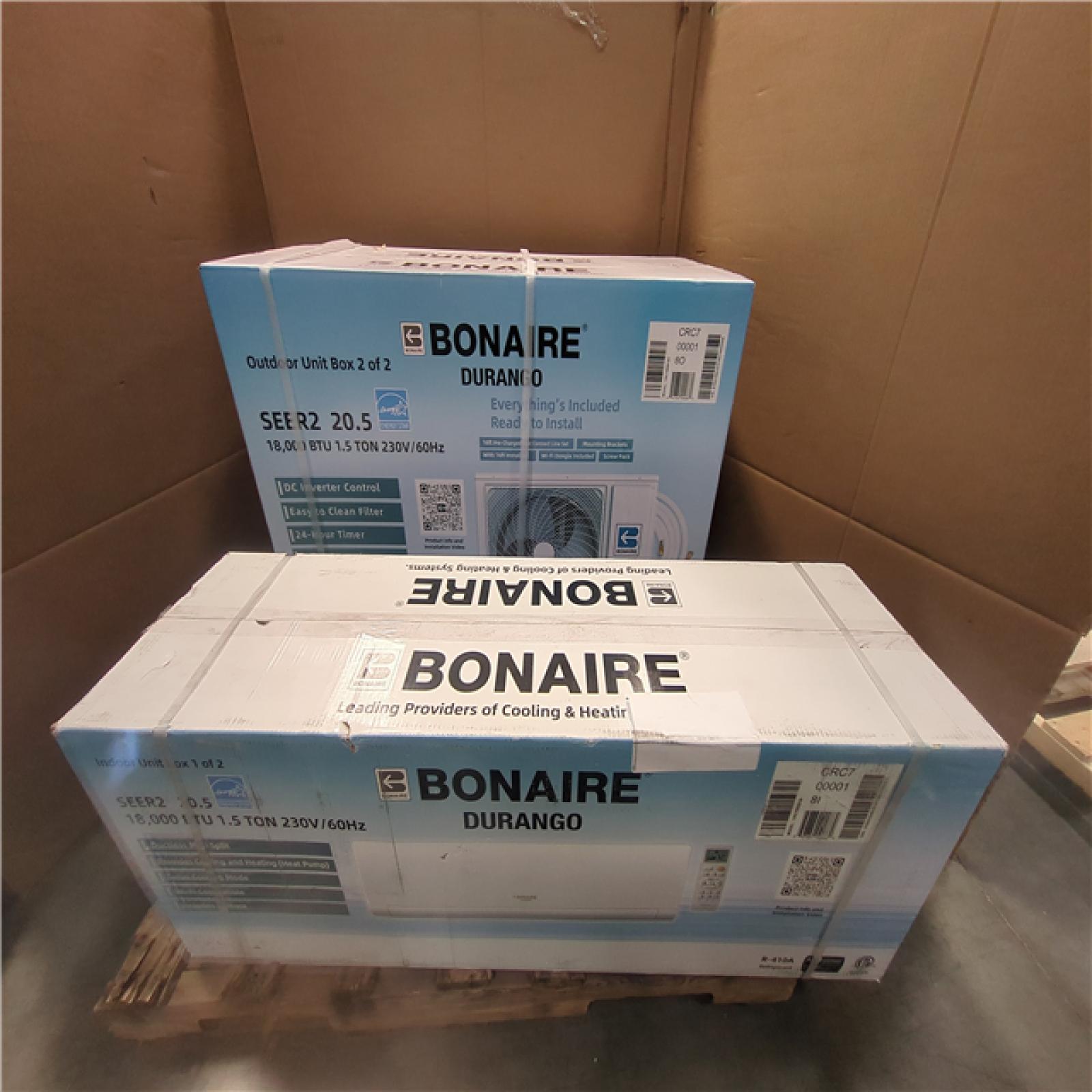 CALIFORNIA AS-IS NEW BONAIRE DUCTLESS MINI SPLIT HEATING AND COOLING UNIT