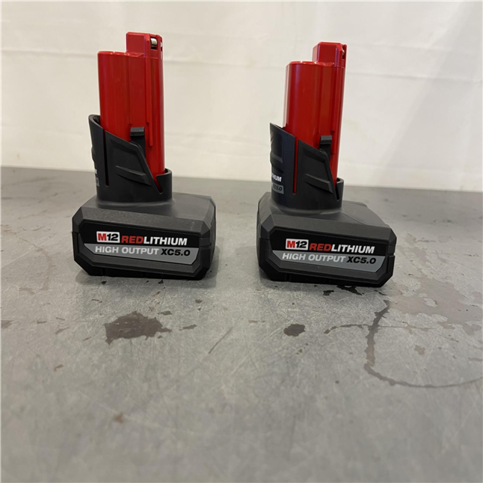 AS-IS - Milwaukee M12 12V Lithium-Ion XC High Output 5.0 Ah Battery (2-Pack) Starter Kit