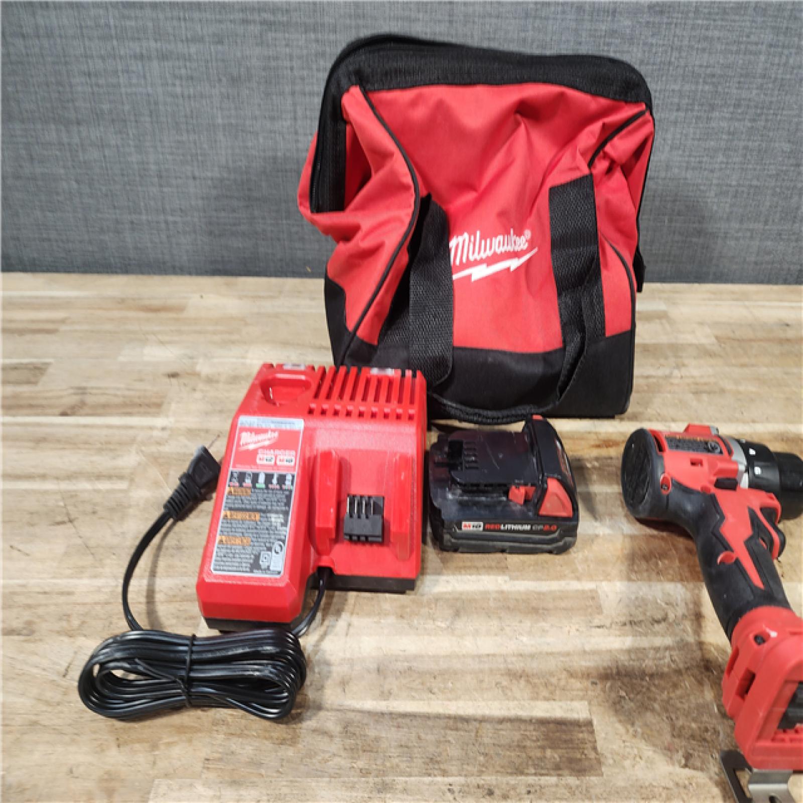 HOUSTON LOCATION - AS - IS Milwaukee 18V Lithium-Ion Brushless Cordless 1/2 in. Compact Drill/Driver with kit
