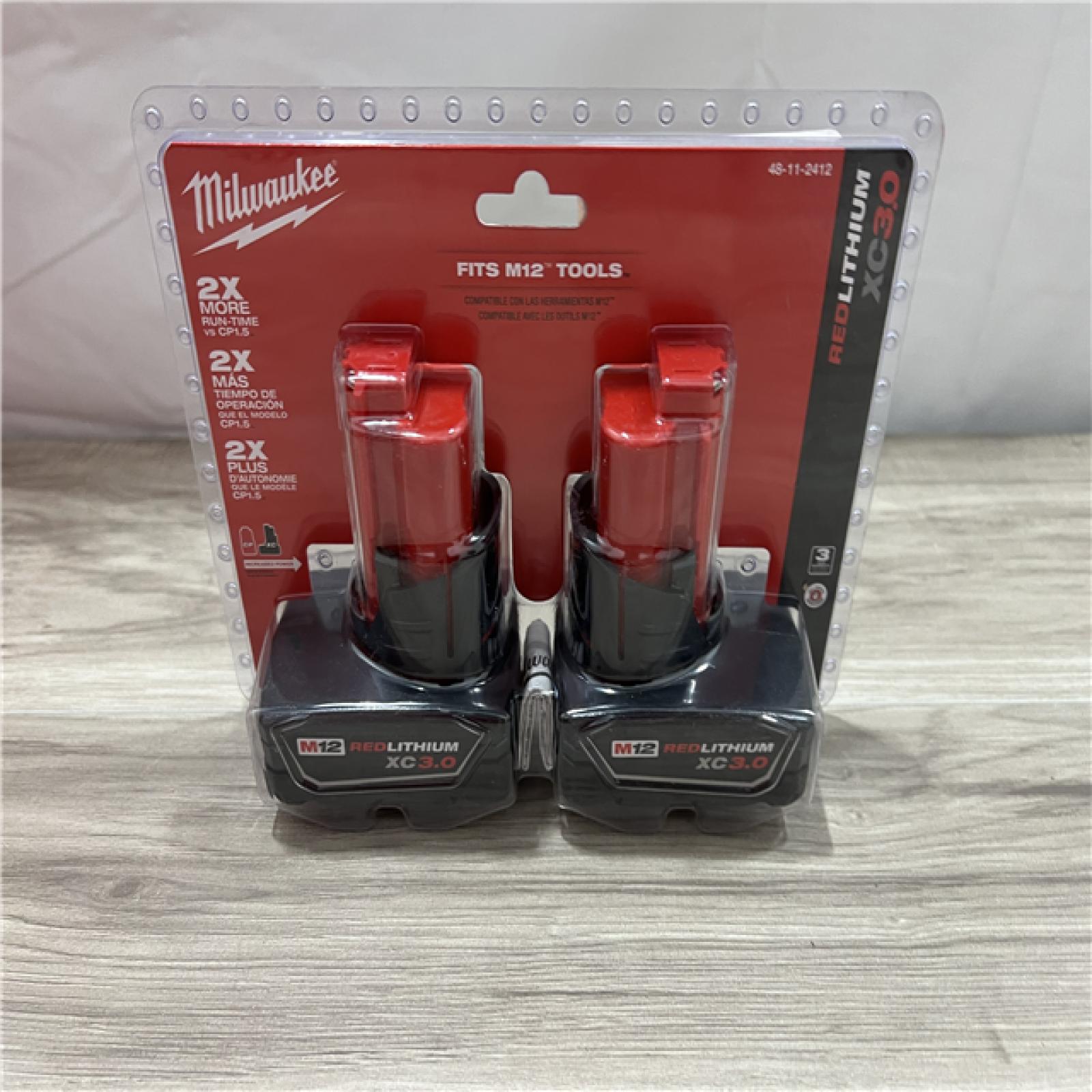 NEW Milwaukee M12 12-Volt Lithium-Ion XC Extended Capacity 3.0 Ah Battery Pack (2-Pack)