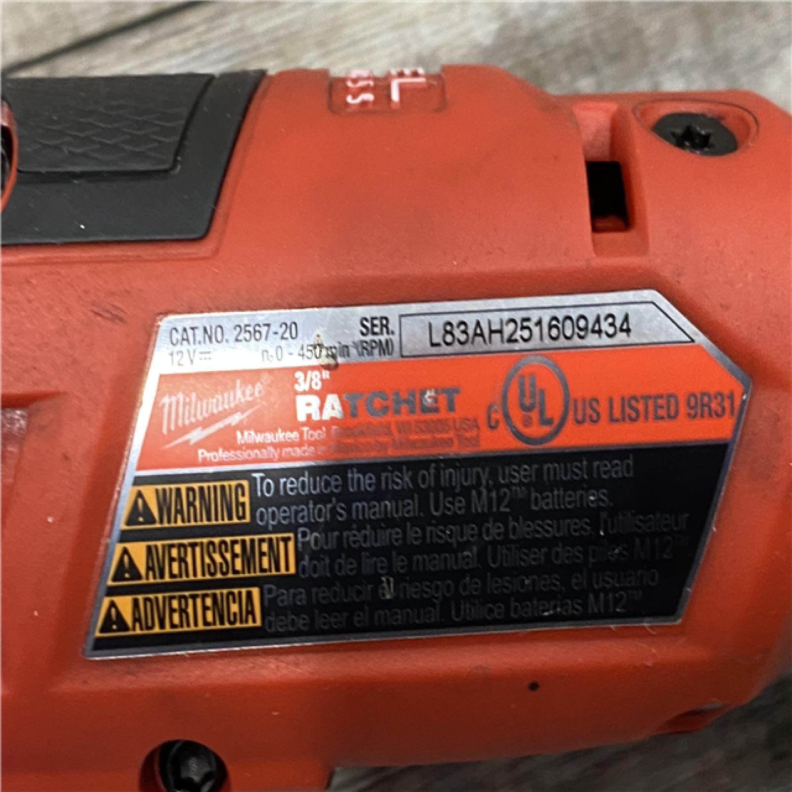 AS-IS Milwaukee FUEL 12-Volt Lithium-Ion Brushless Cordless High Speed 3/8 in. Ratchet (Tool-Only)