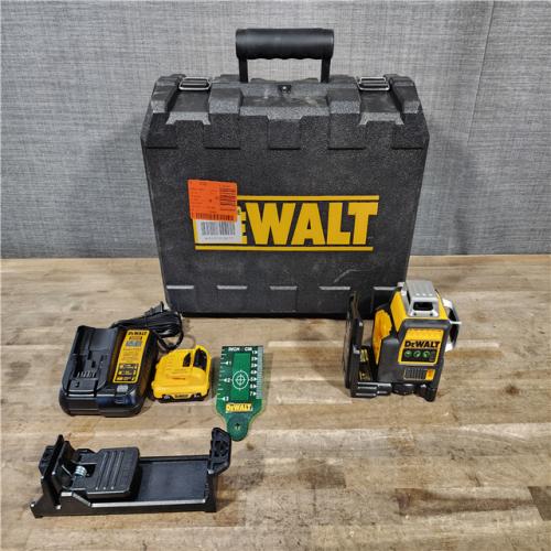 HOUSTON LOCATION - AS-IS DeWalt 12V MAX Lithium-Ion 100 Ft. Green Self-Leveling 3-Beam 360 Degree Laser Level with 2.0Ah Battery  Charger and Case