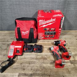 HOUSTON LOCATION - AS-IS Milwaukee M18 18V Lithium-Ion Brushless Cordless Compact Drill/Impact Combo Kit (2-Tool) W/(2) 2.0 Ah Batteries  Charger & Bag