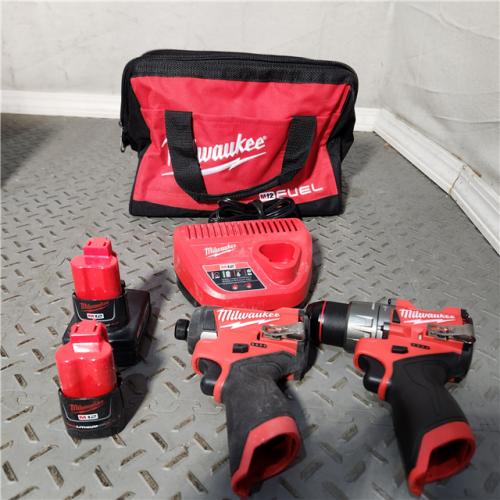 HOUSTON Location-AS-IS-Milwaukee 3497-22 12V Brushless Hammer Drill and Impact Driver Combo Kit APPEARS IN GOOD Condition