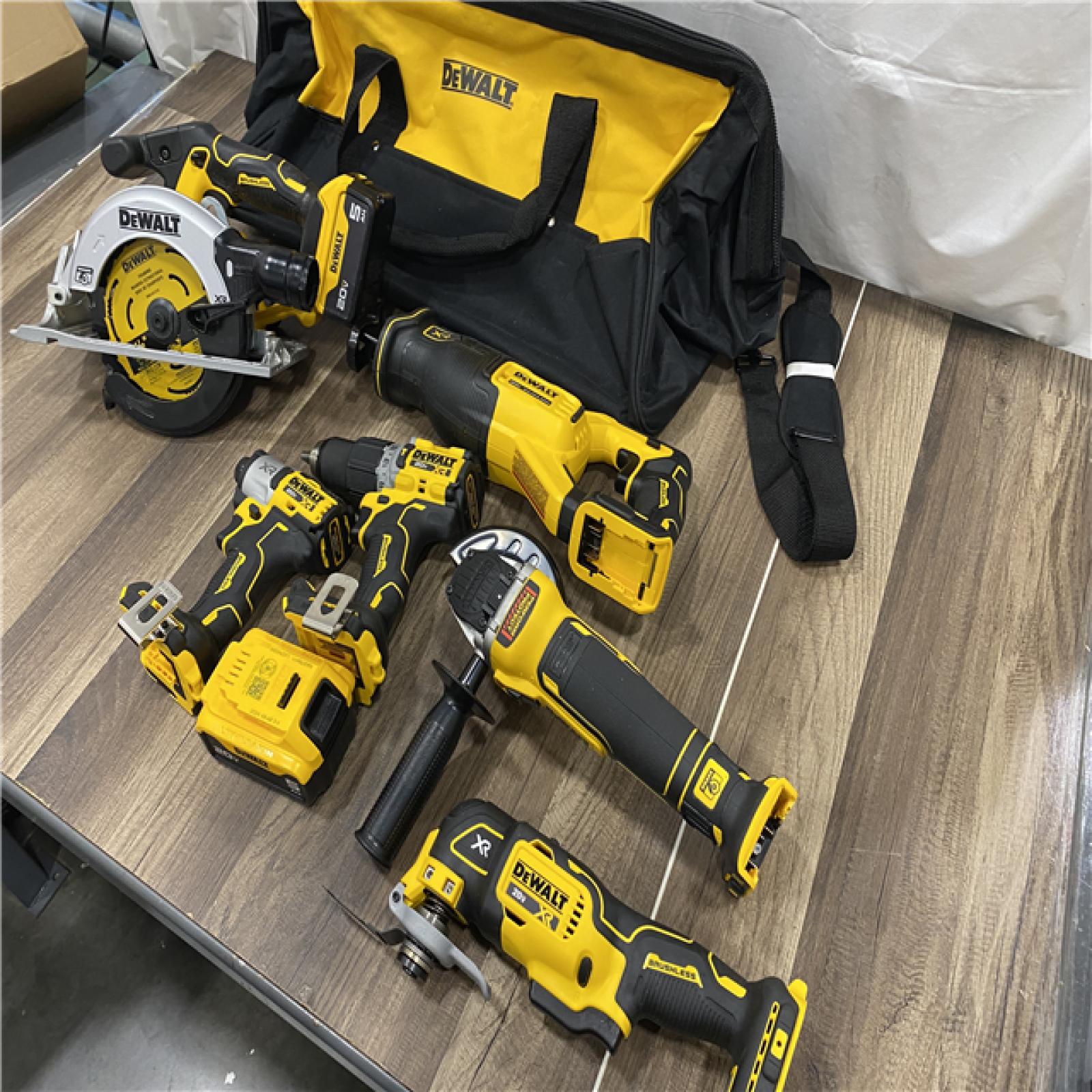 AS-IS DEWALT  20-Volt XR Lithium-Ion 6-Tool Cordless Combo Kit with (2) 5.0 Ah Battery Packs and Charger