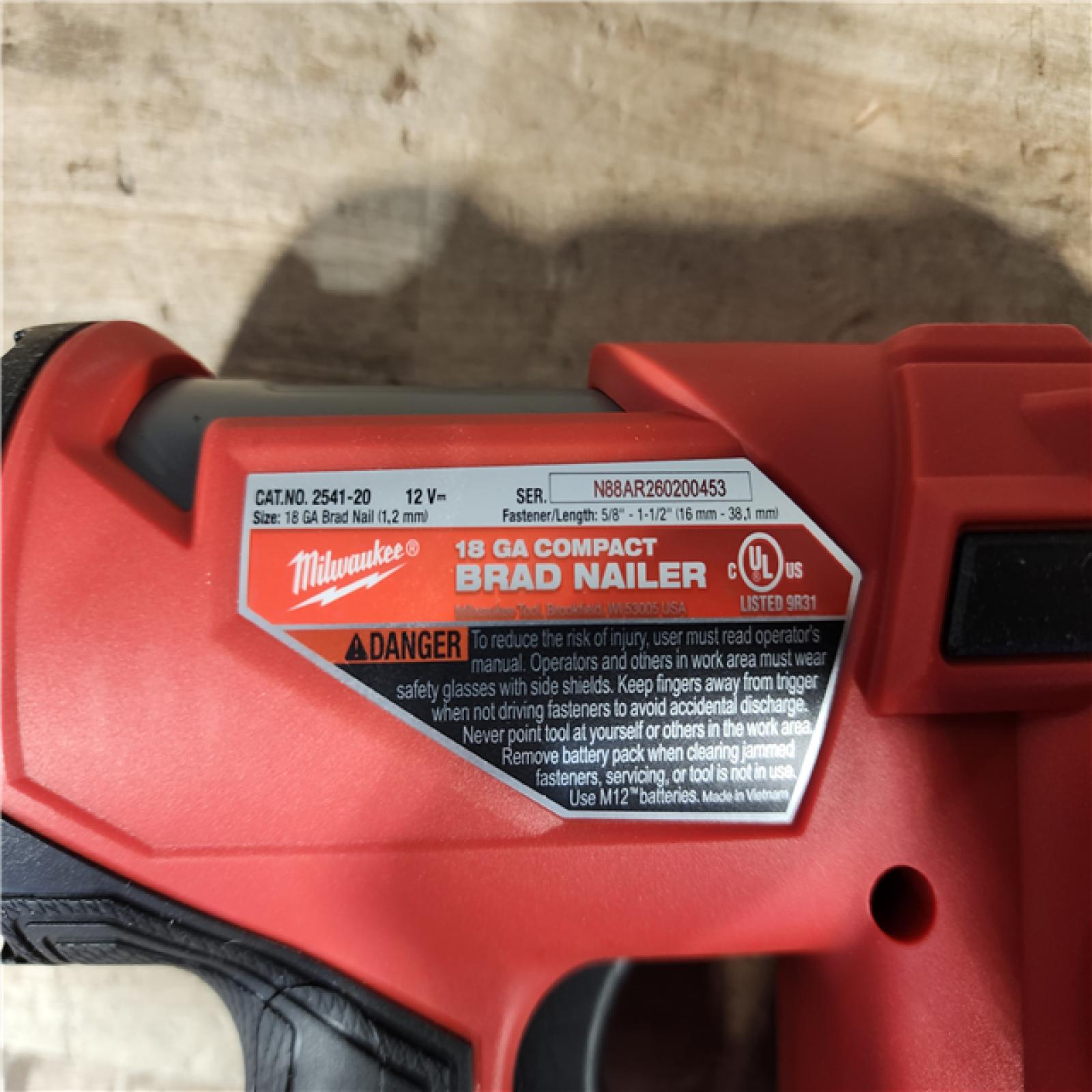HOUSTON LOCATION - AS - IS Milwaukee FUEL 12-Volt Lithium-Ion Brushless Cordless 18-Gauge 1-1/2 in. Compact Brad Nailer (Tool Only)