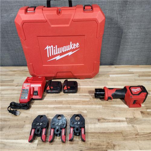 HOUSTON LOCATION - AS-IS Milwaukee 18V Lithium-Ion Cordless Short Throw Press Tool with 3 PEX Crimp Jaws Kit