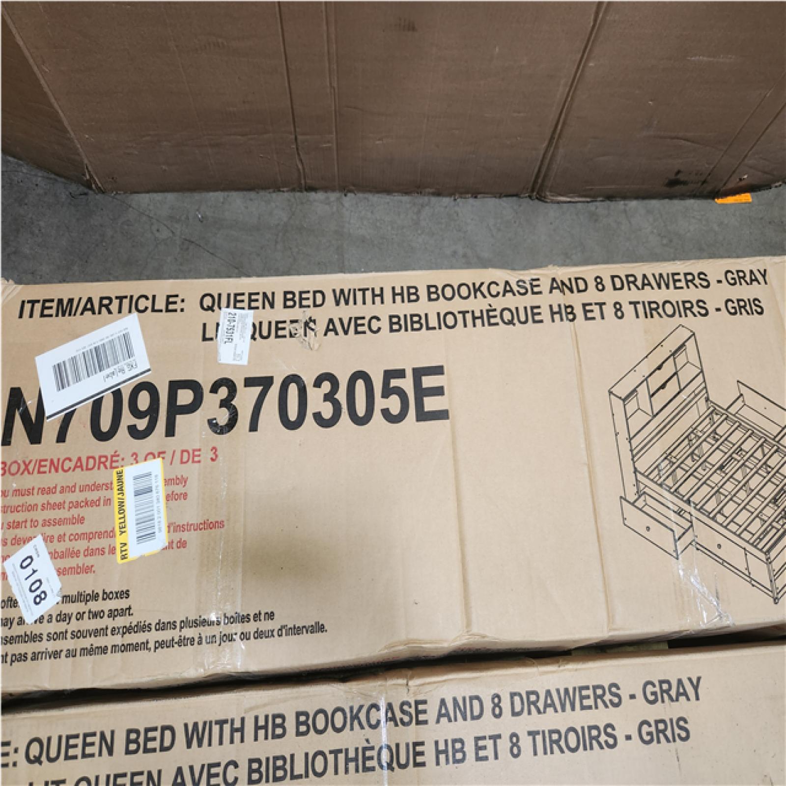 Phoenix LIKE NEW Polibi Gray Wood Frame Queen Size Platform Bed with Storage Headboard and 8 Drawers