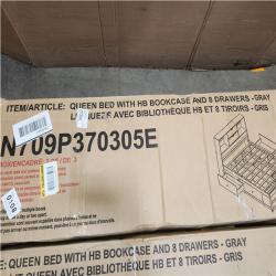 Phoenix LIKE NEW Polibi Gray Wood Frame Queen Size Platform Bed with Storage Headboard and 8 Drawers