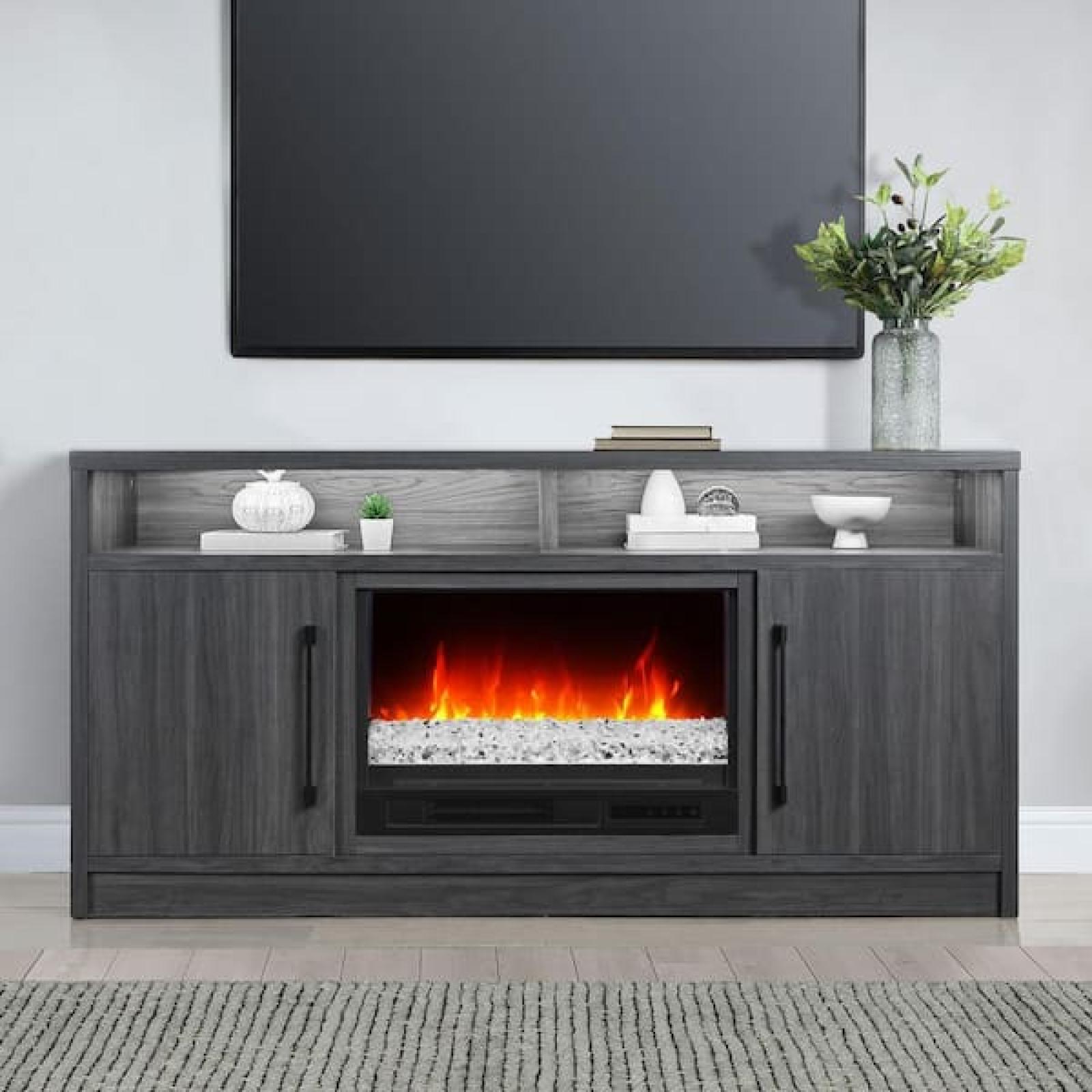 Phoenix LIKE NEW Whalen 65 in. Fireplace Console-Dark and Medium Charcoal Birch Grain