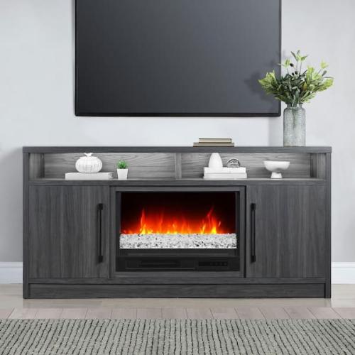 Phoenix LIKE NEW Whalen 65 in. Fireplace Console-Dark and Medium Charcoal Birch Grain