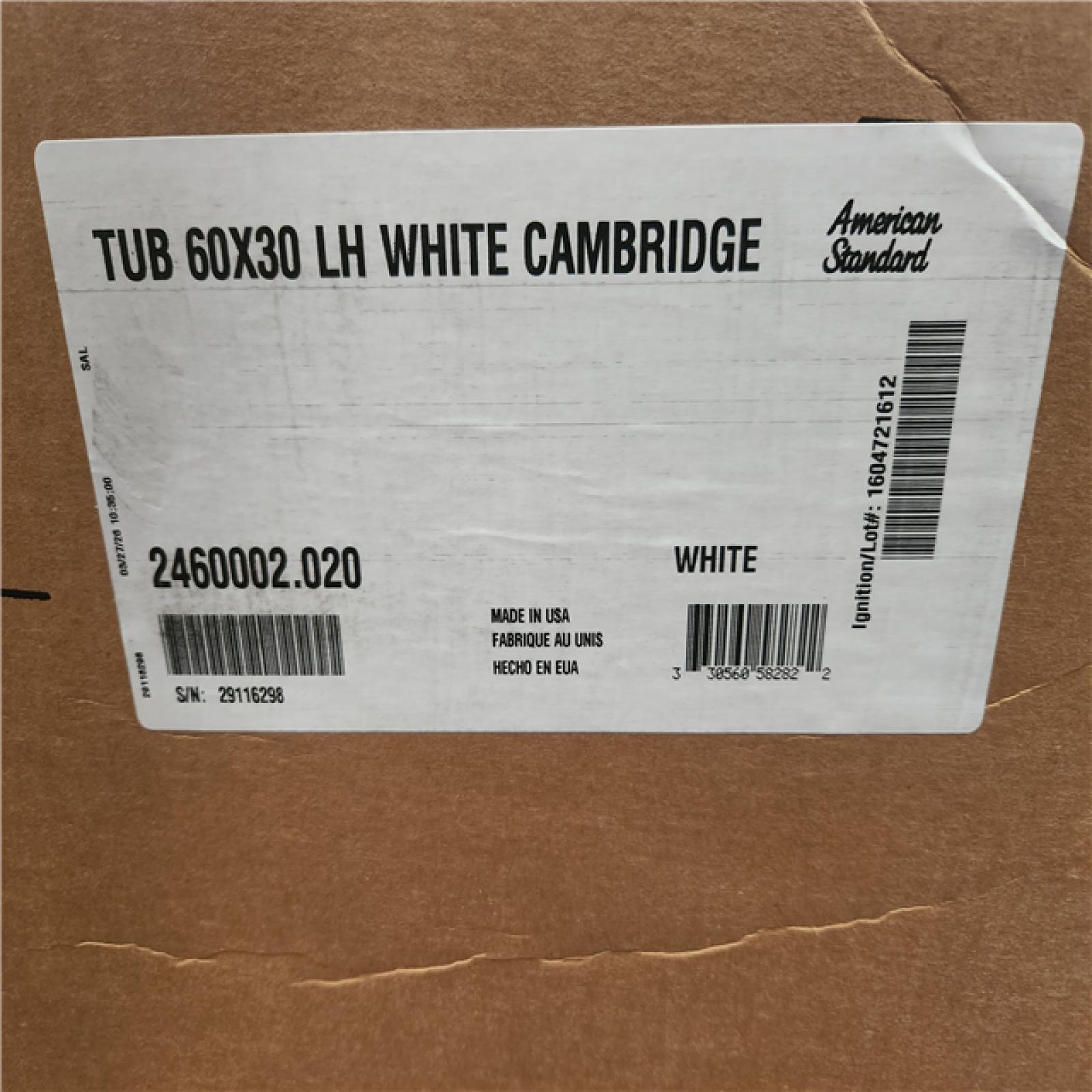 Phoenix NEW American Standard Cambridge 60 in. x 32 in. Soaking Bathtub with Left Hand Drain in White