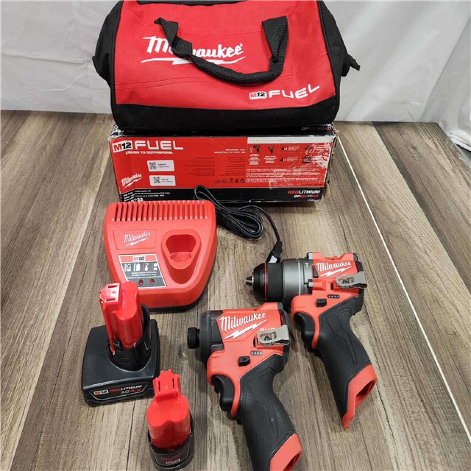 AS-IS Milwaukee 3497-22 12V Brushless Hammer Drill and Impact Driver Combo Kit