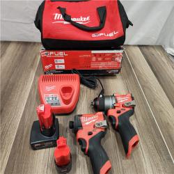 AS-IS Milwaukee 3497-22 12V Brushless Hammer Drill and Impact Driver Combo Kit