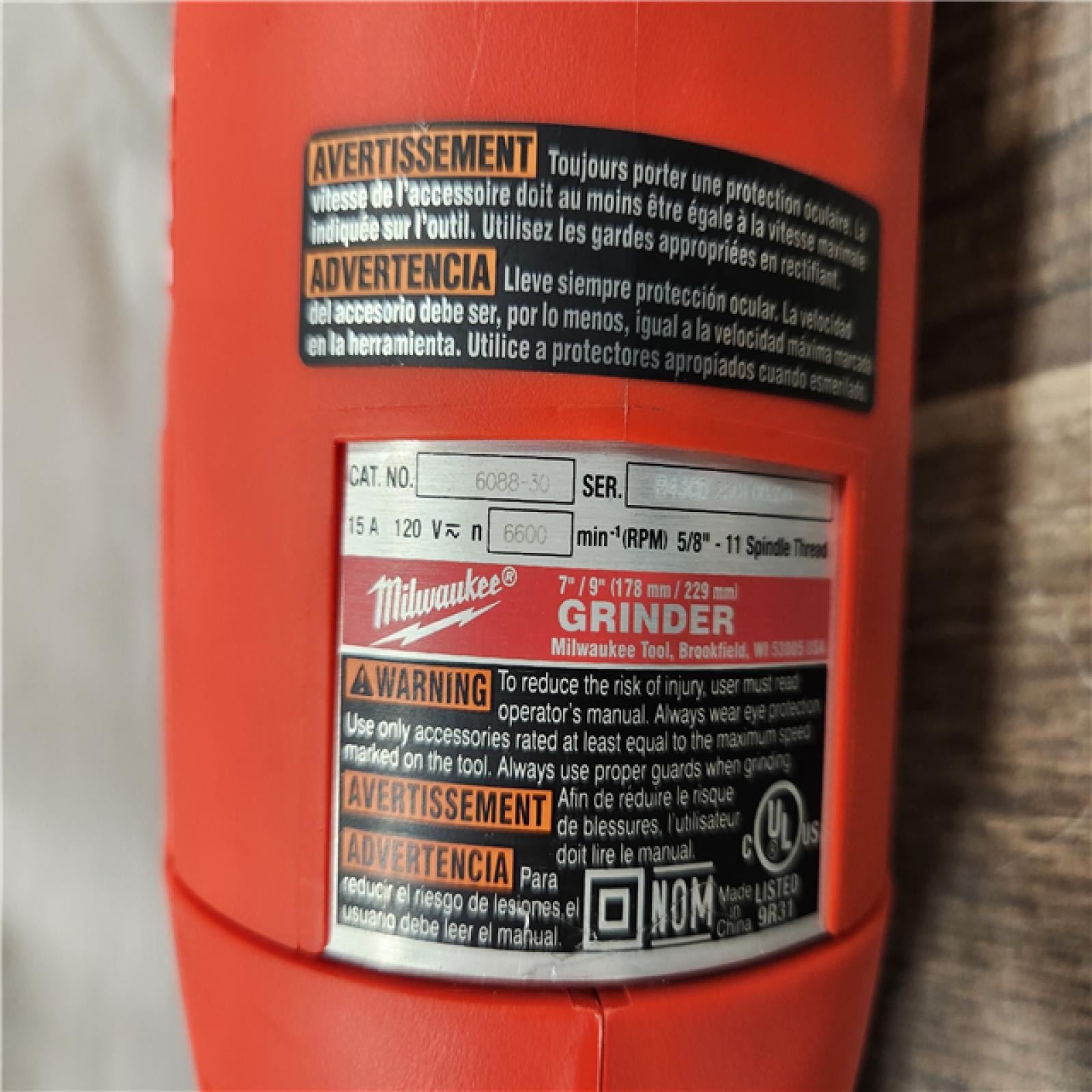 AS-IS- Milwaukee -9  120V 15A Corded Angle Grinder with Lock-on