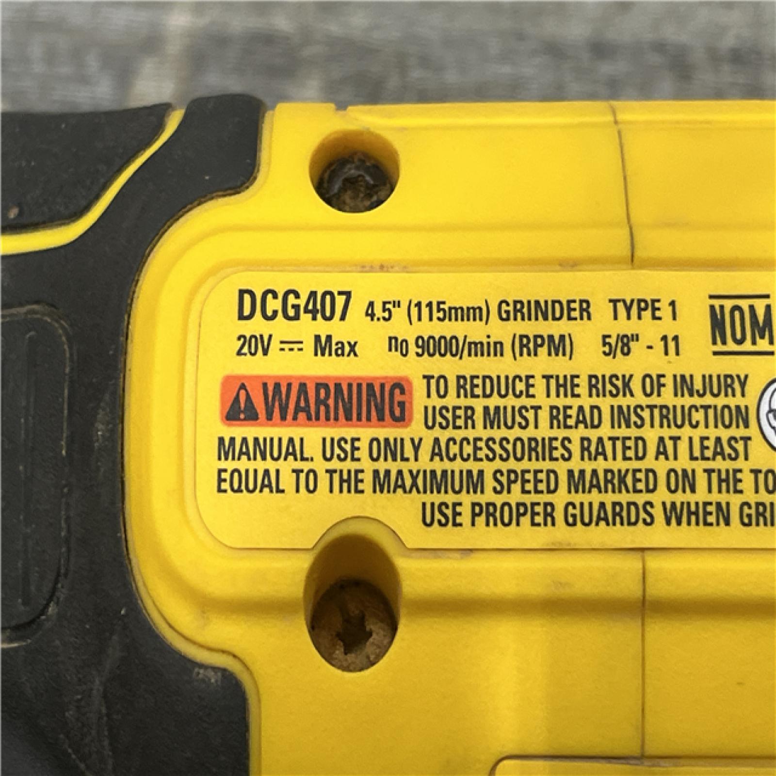 AS-IS DEWALT 20-Volt MAX Cordless Brushless 4-1/2 in. Angle Grinder with Slide Switch (Tool Only)