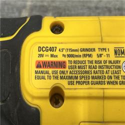 AS-IS DEWALT 20-Volt MAX Cordless Brushless 4-1/2 in. Angle Grinder with Slide Switch (Tool Only)
