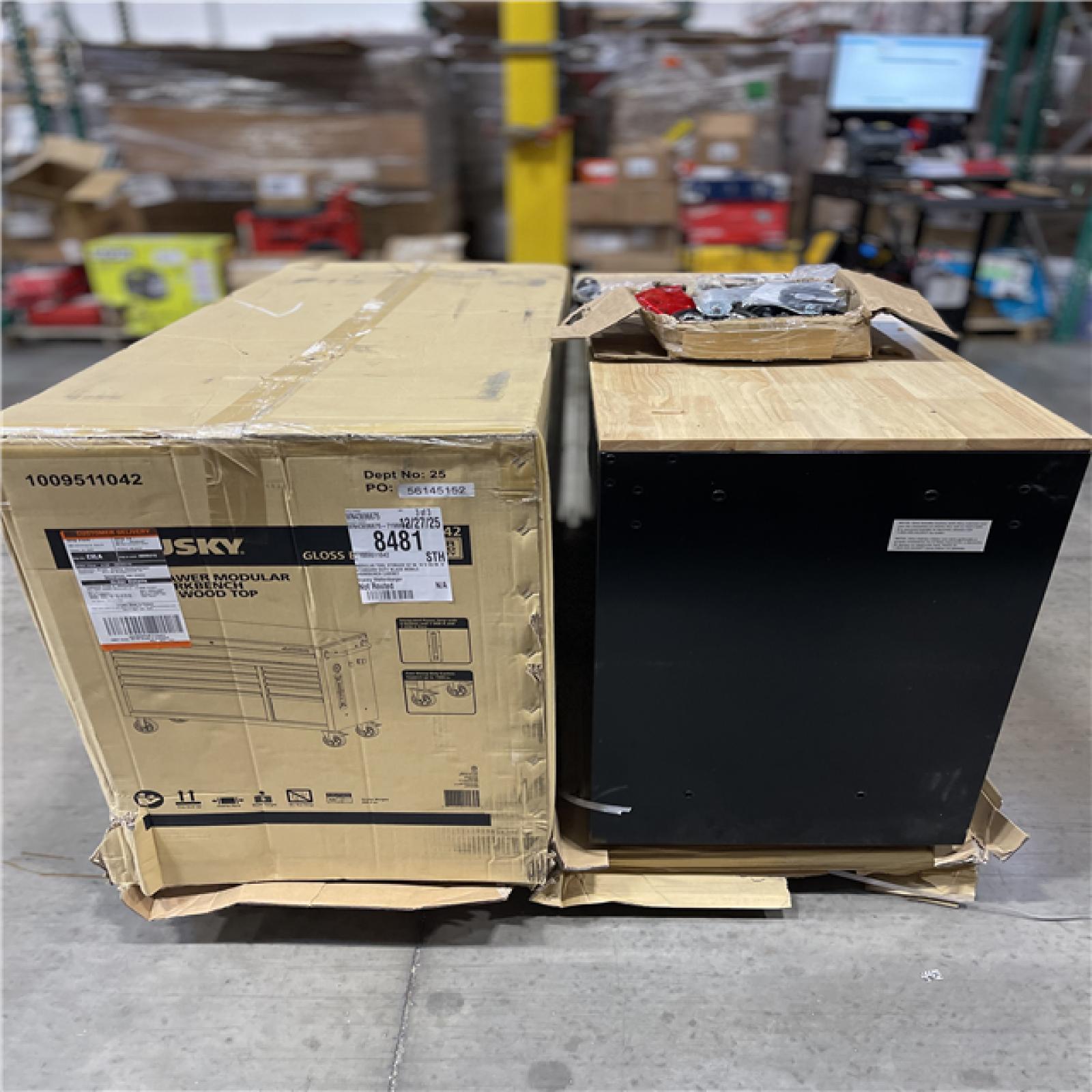 DALLAS LOCATION- AS-IS Husky Modular Tool Storage 52 in. W x 20 in. D Standard Duty Black Mobile Workbench Cabinet (2 UNITS)