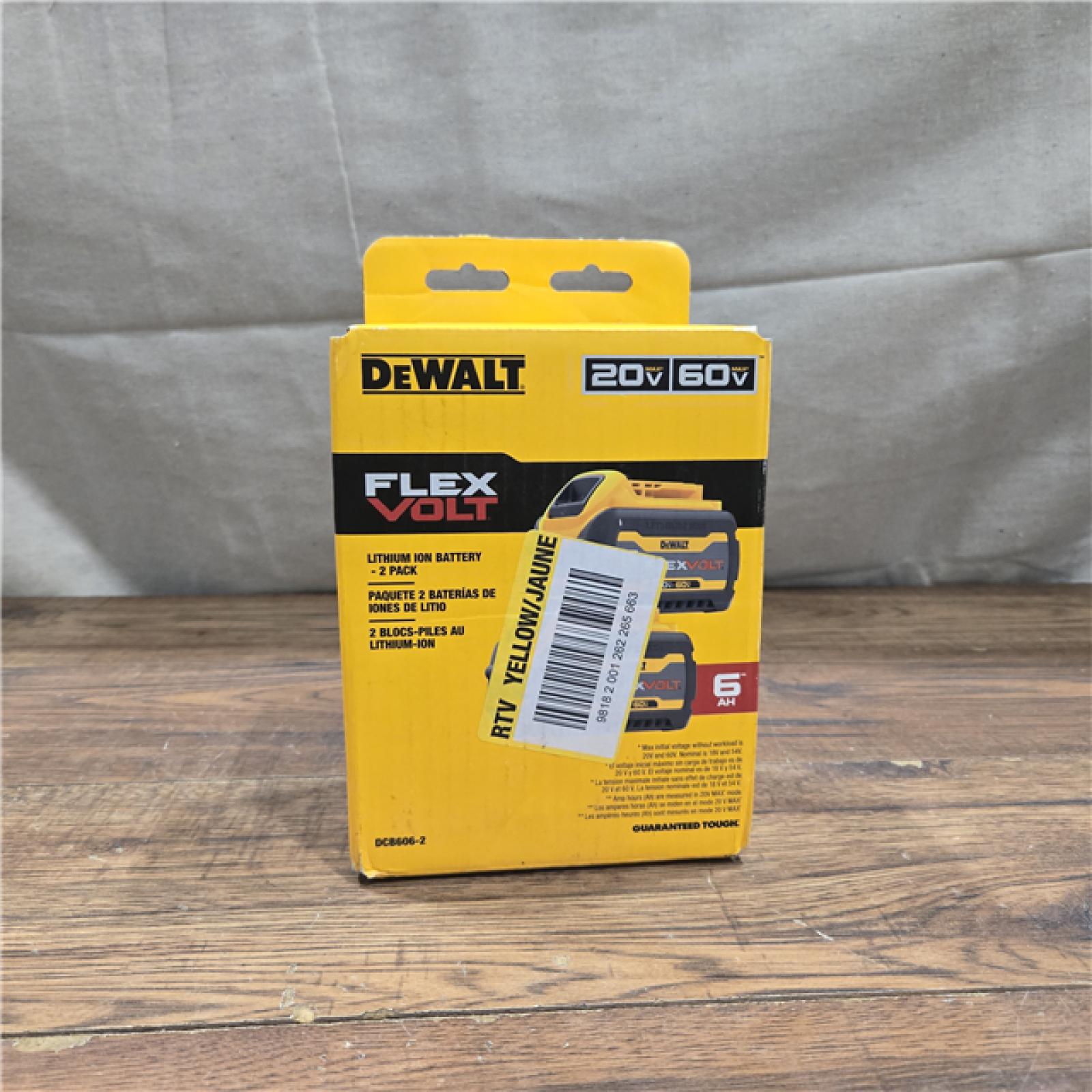NEW DEWALT FLEXVOLT 20V/60V MAX Lithium-Ion 6.0Ah Battery Pack (2 Pack)