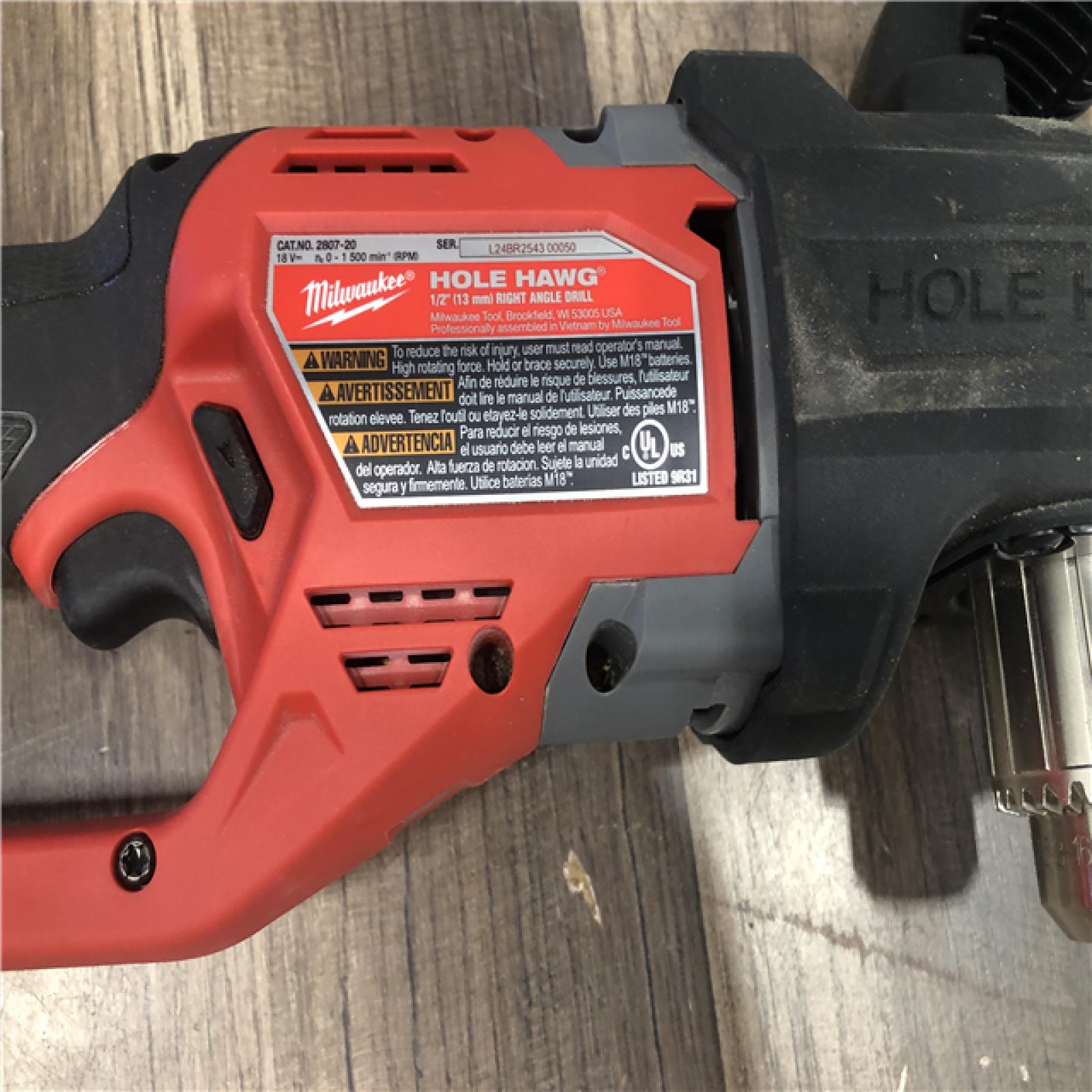 AS-IS Milwaukee FUEL GEN II 18V Lithium-Ion Brushless Cordless 1/2 in. Hole Hawg Right Angle Drill (Tool-Only)
