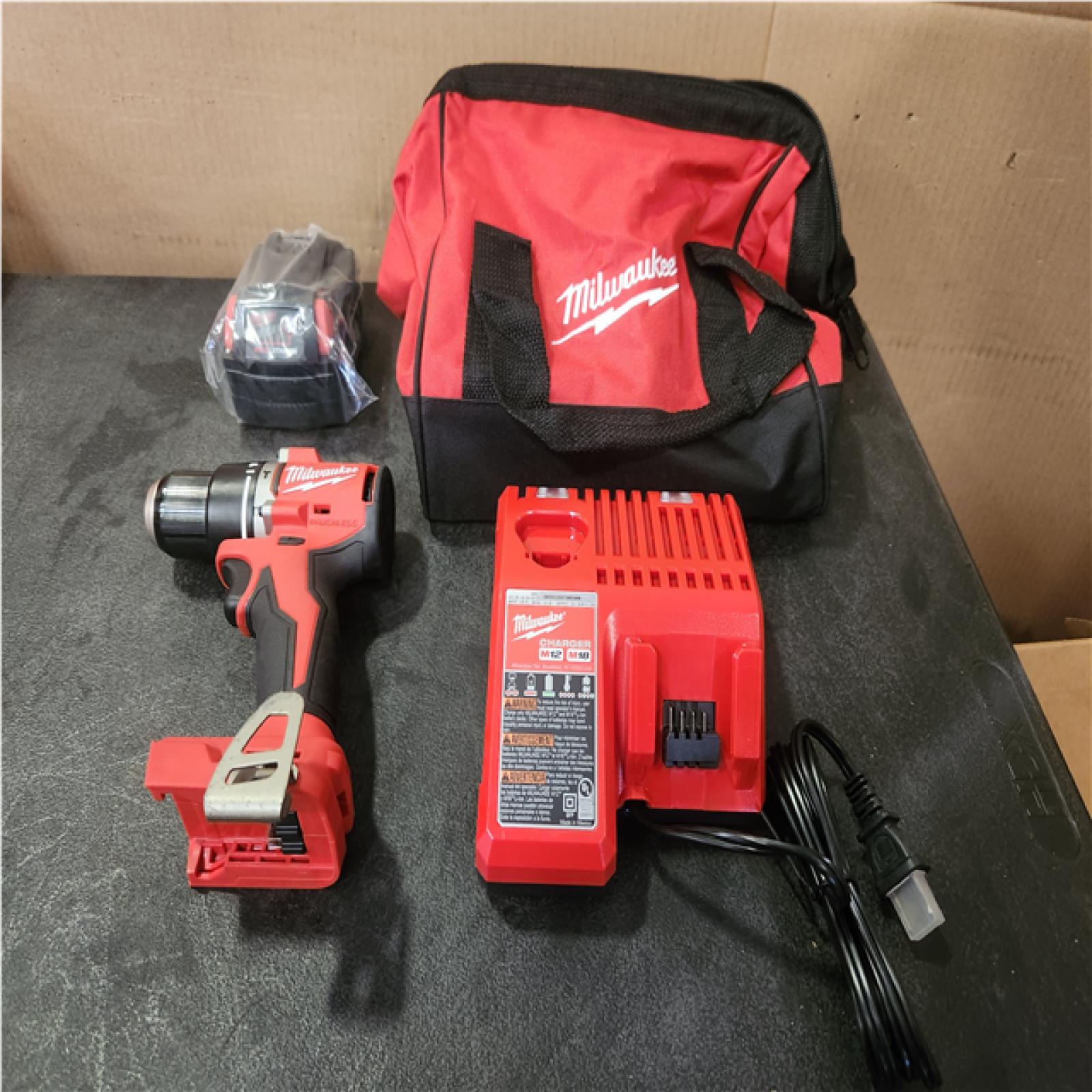 Phoenix NEW Milwaukee M18 18V Lithium-Ion Brushless Cordless 1/2 in. Compact Drill/Driver with One 2.0 Ah Battery, Charger and Tool Bag
