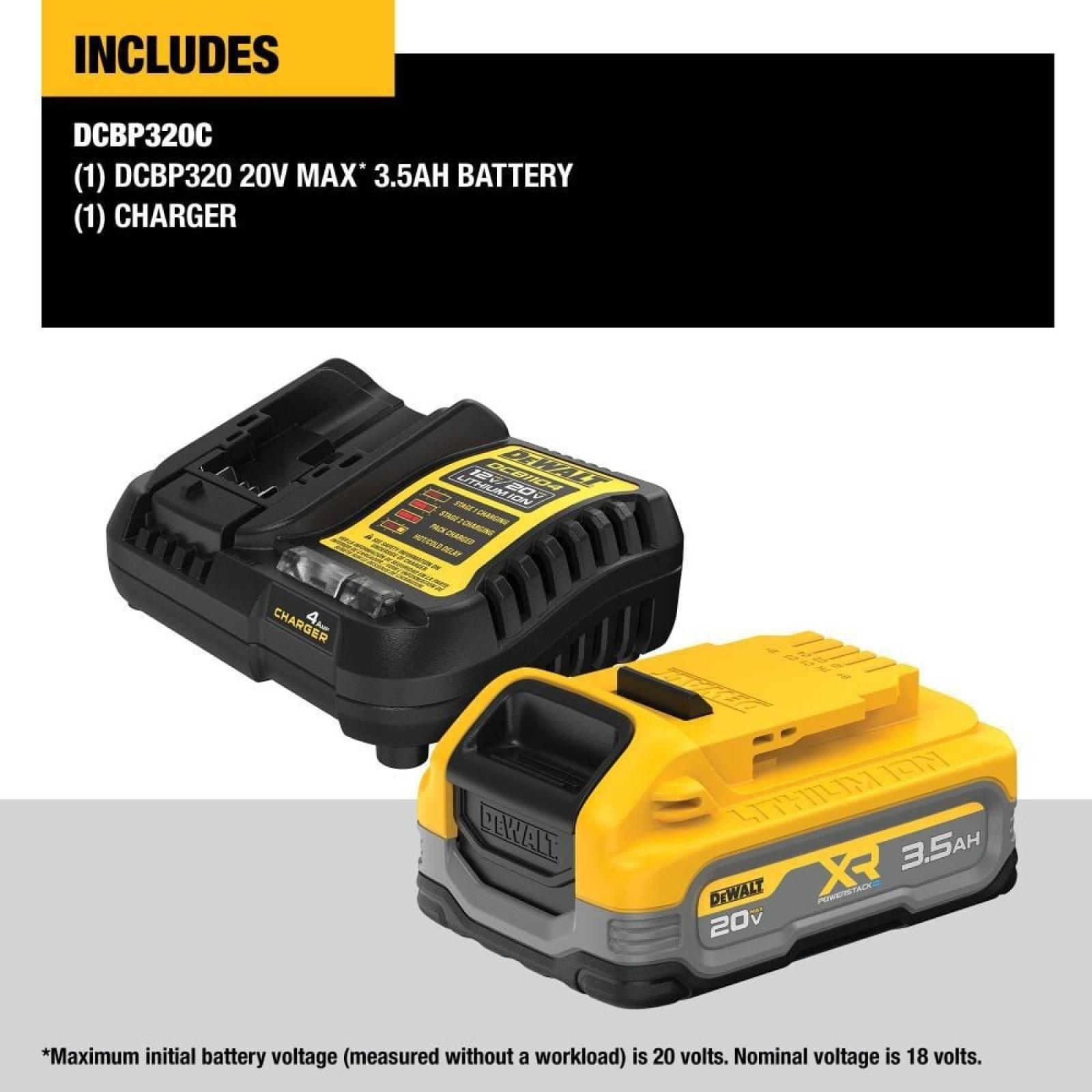 NEW -MDEWALT 20V MAX XR POWERSTACK Lithium-Ion Battery Starter Kit with 3.5Ah Battery and Charger