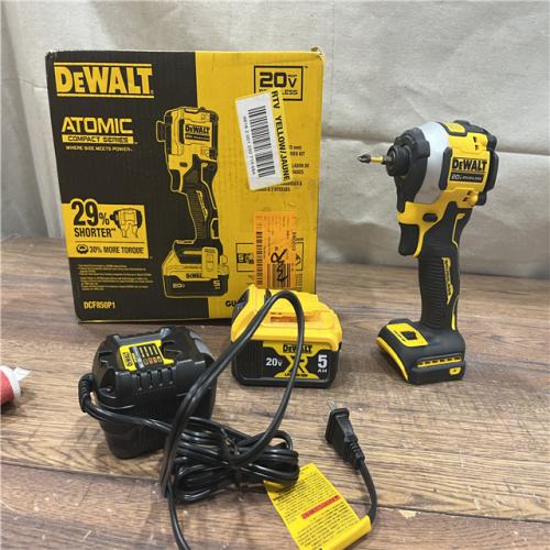 AS-IS DEWALT ATOMIC 20V MAX Lithium-Ion Cordless 1/4 in. Brushless Impact Driver Kit, 5 Ah Battery, Charger, and Bag