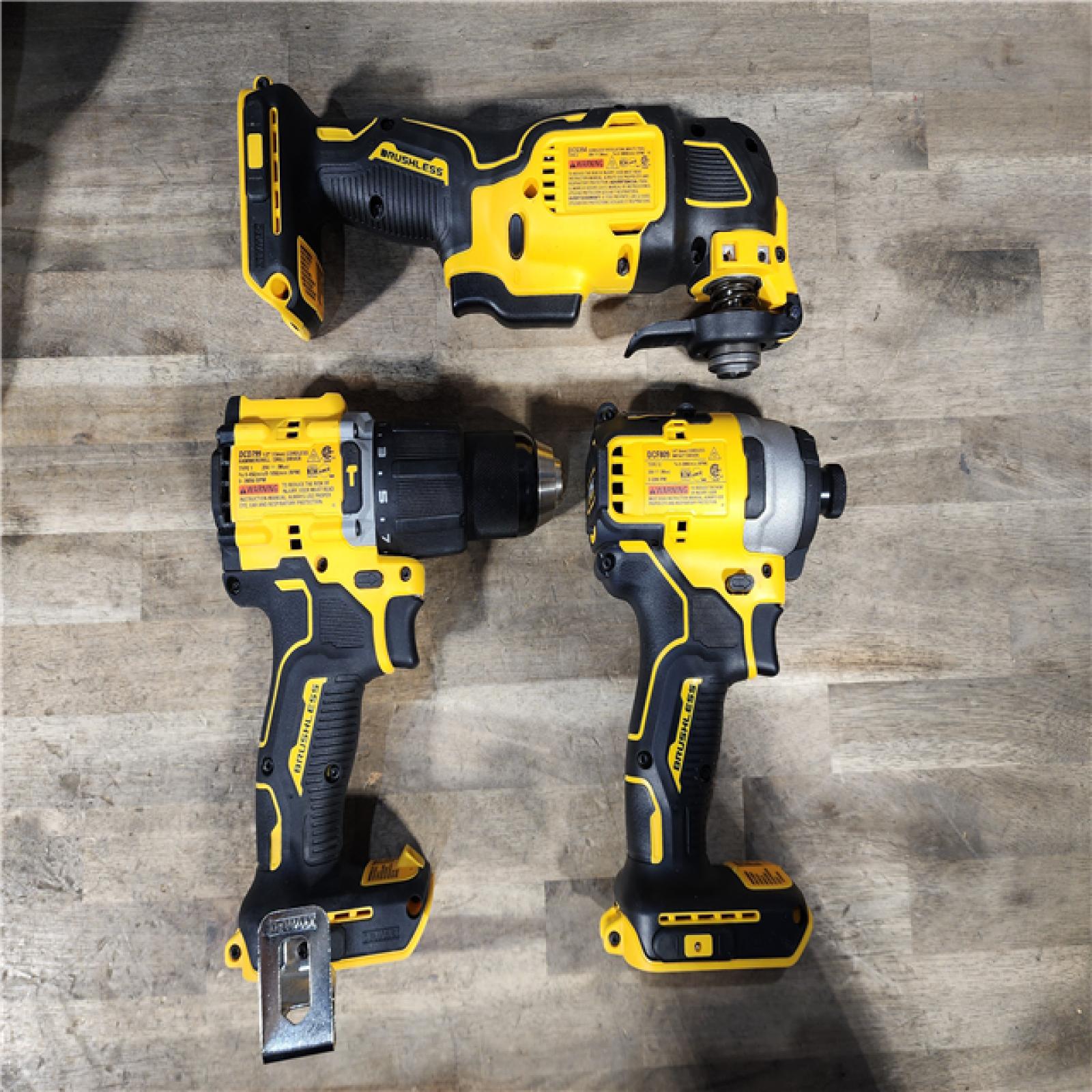 HOUSTON LOCATION - AS-IS DeWalt 20V MAX ATOMIC Cordless Brushless 3-Tool Combo Kit