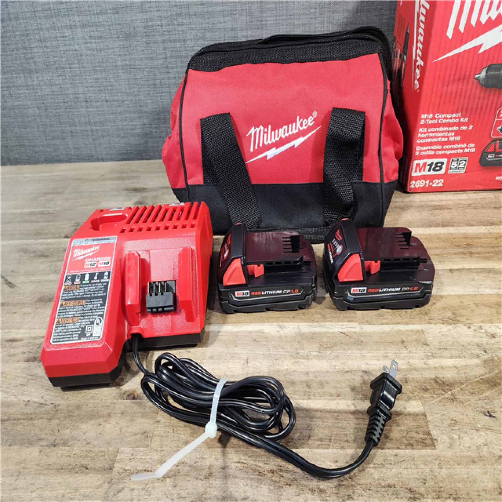 HOUSTON LOCATION - AS-IS Milwaukee 18V Lithium-Ion Cordless Drill Driver/Impact Driver Combo Kit