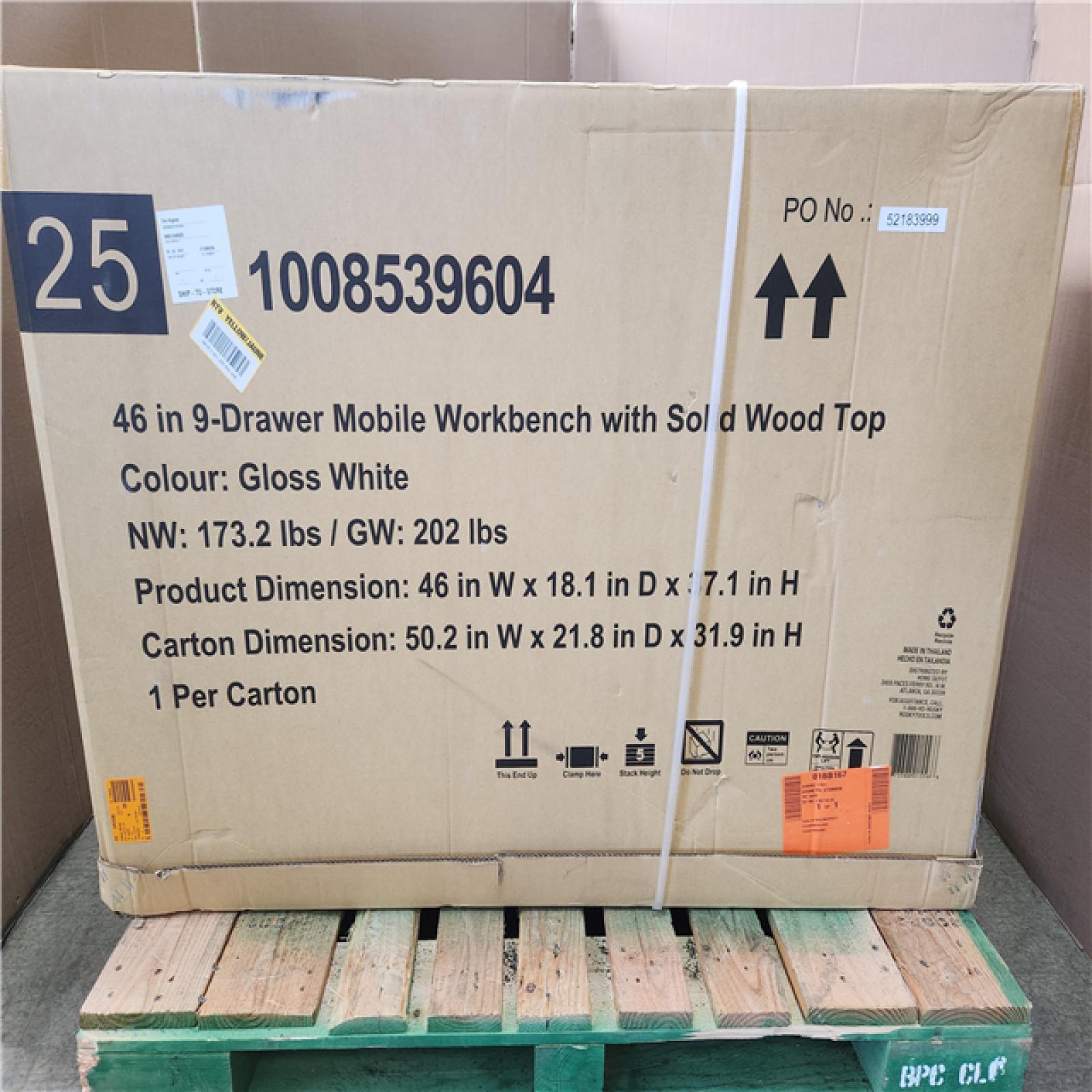 Phoenix NEW Husky Tool Storage 46 in. W x 18 in. D 9-Drawer Gloss White Mobile Workbench Cabinet (SEALED)